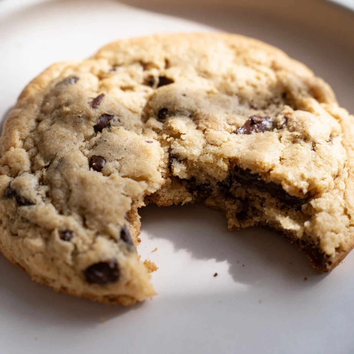 Warm pumpkin spice chocolate chip cookies with golden edges and pools of semi-sweet chocolate