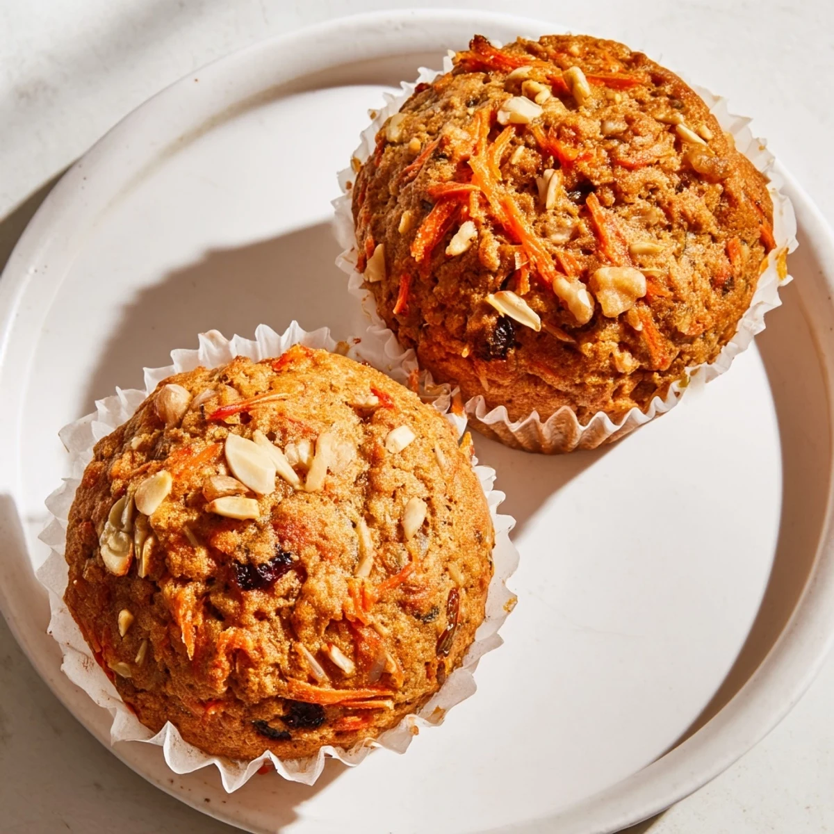 Moist breakfast muffins bursting with grated apple, raisins, and warm cinnamon spice