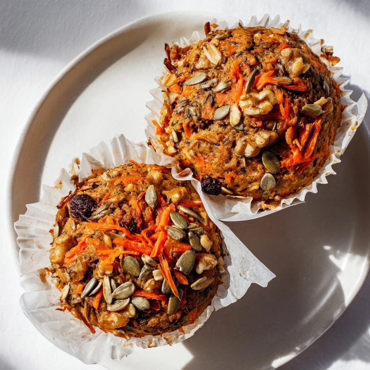 Freshly baked Morning Glory muffins cooling on a wire rack with nutty streusel topping