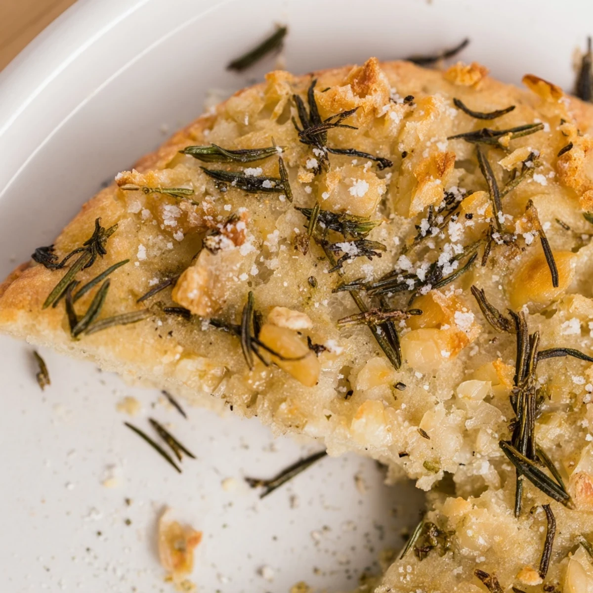 Golden rustic garlic rosemary skillet bread with flaky sea salt garnish, freshly baked in cast iron