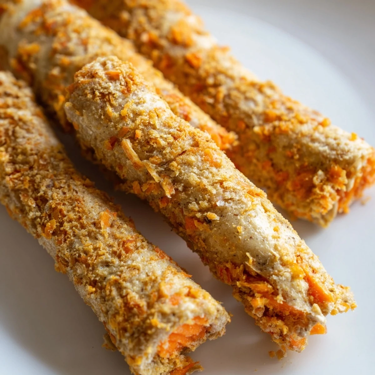 Golden homemade carrot apple dog chew sticks arranged on a rustic baking sheet ready for treat time