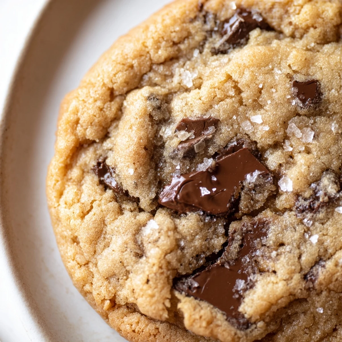 Soft nut free chocolate chip cookies with golden edges stacked on a cooling rack