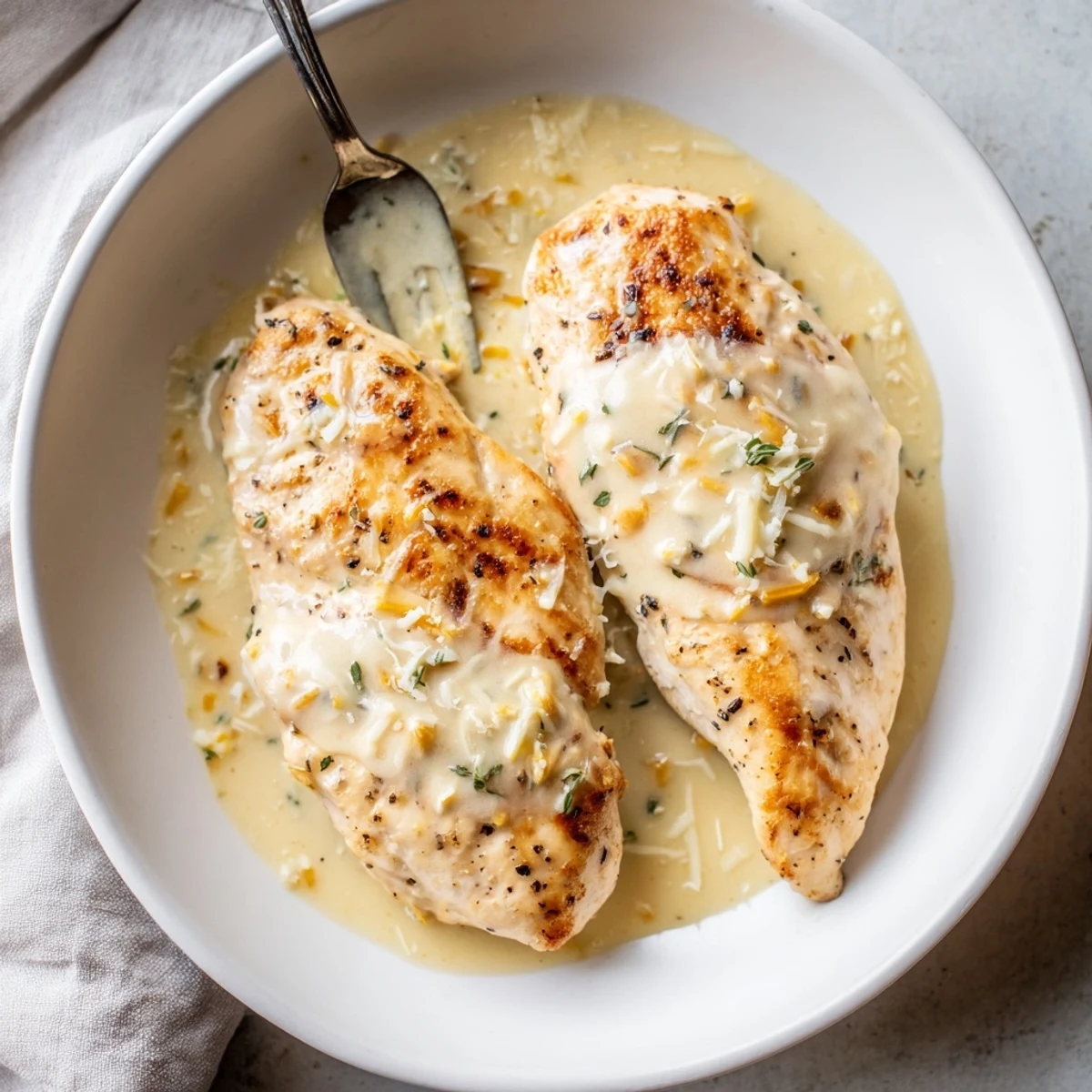 Weeknight Chicken With Cheese Sauce served alongside steamed broccoli, warm and comforting