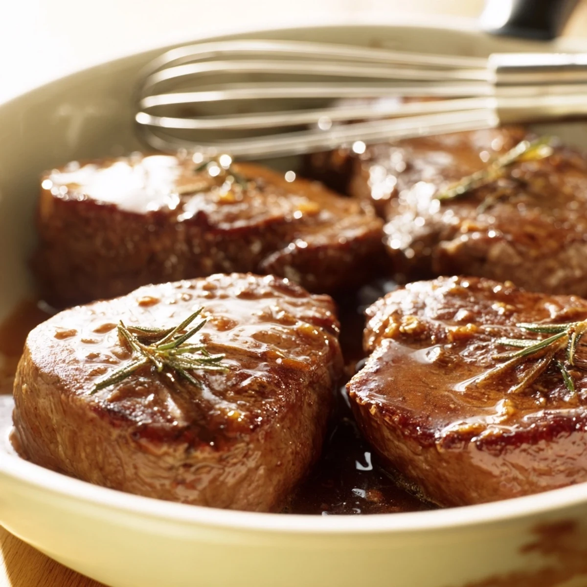 Bottled Steak Marinade beside raw steaks ready for grilling, smoky aroma imagined.