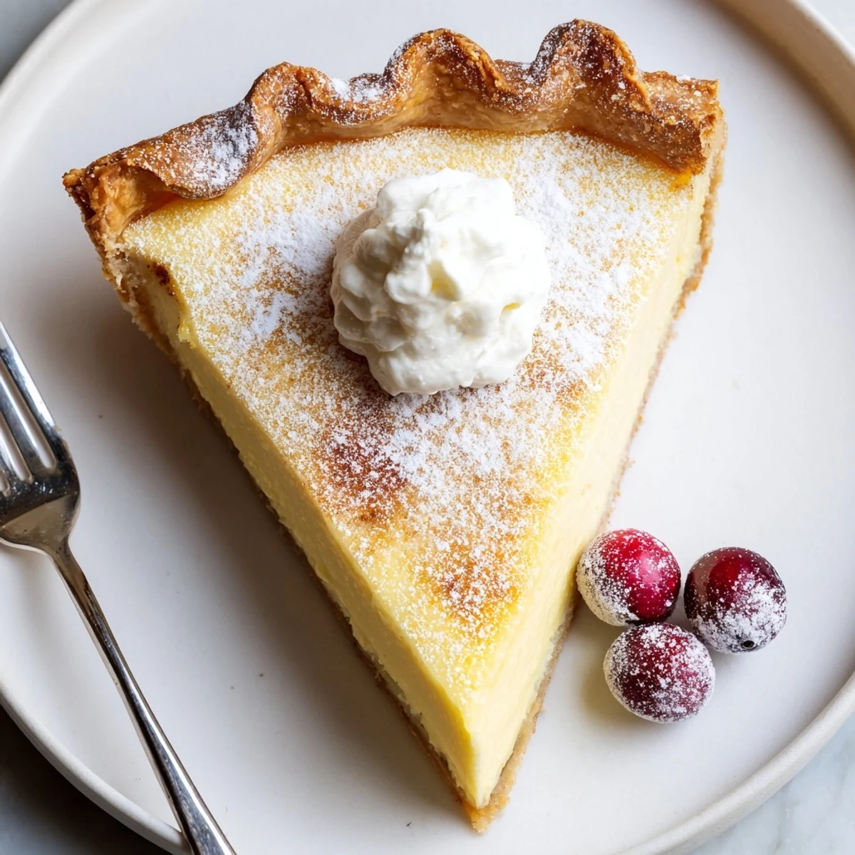 Warm Christmas Eve Custard Pie With Cinnamon Vanilla, golden crust and silky filling.