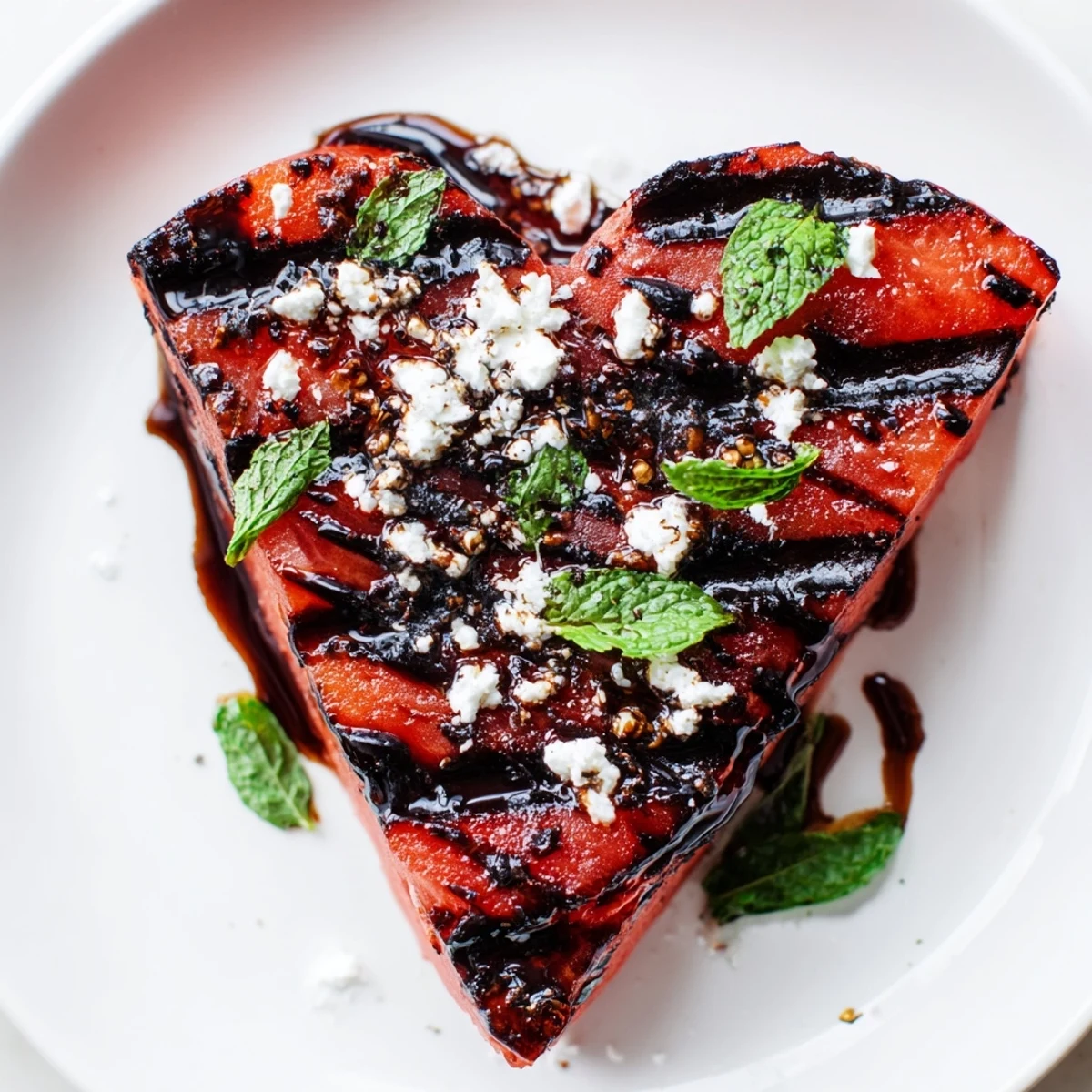 Savory watermelon steak recipe basted in balsamic marinade with smoked paprika and finished with flaky sea salt