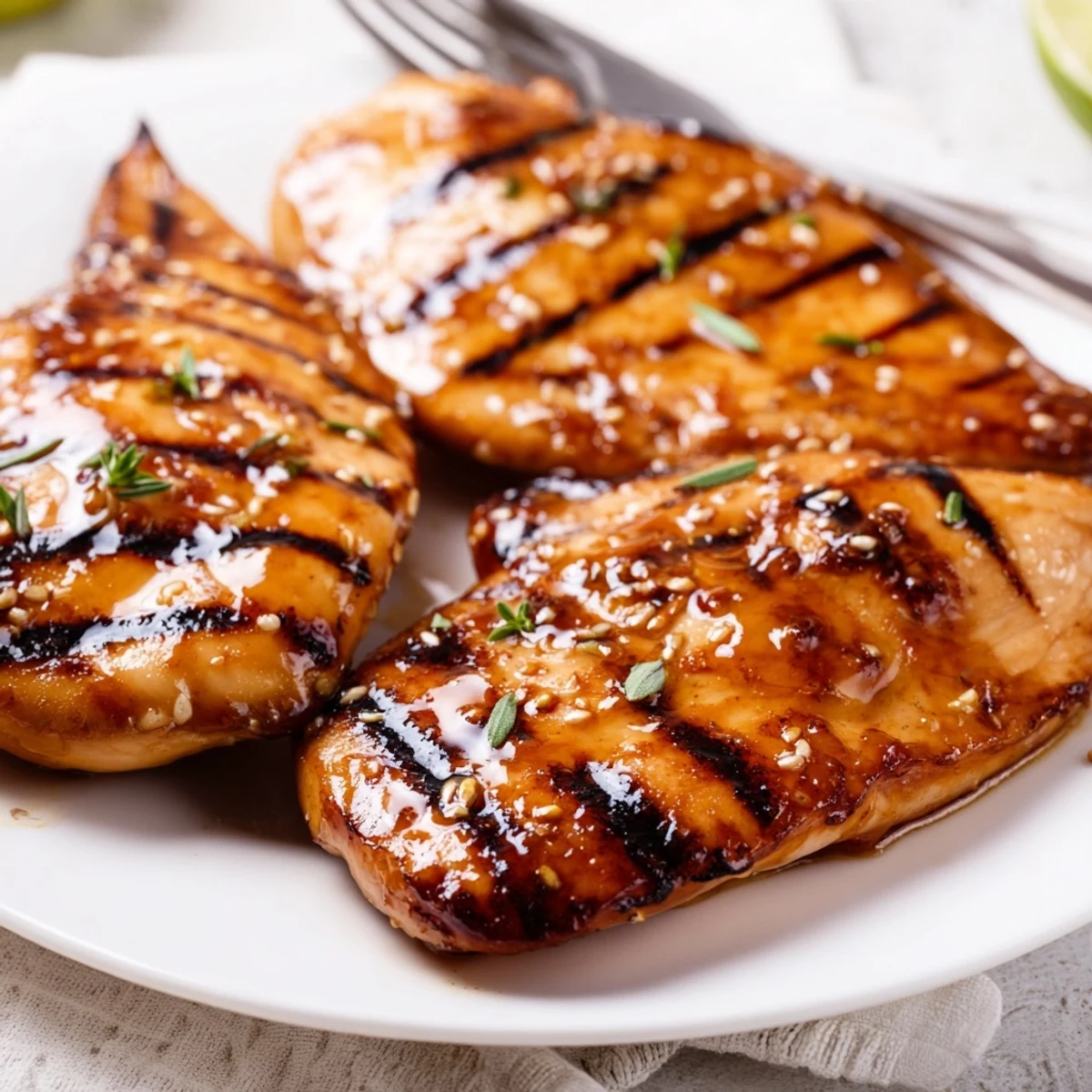 Key West Grilled Chicken glistening with lime glaze, garnished with cilantro  