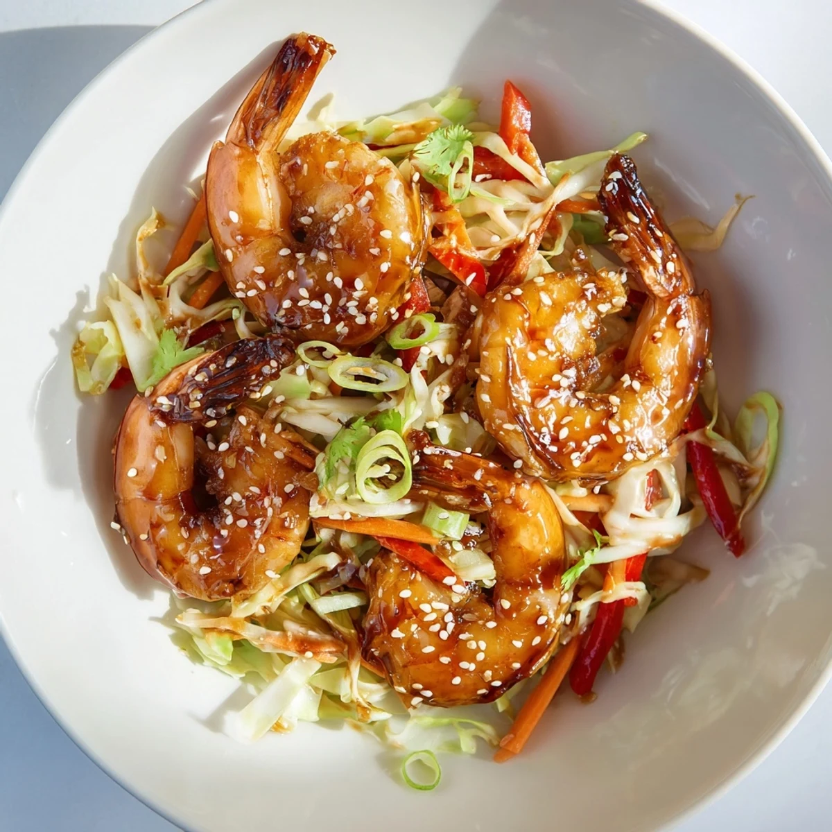 Delicious Asian Shrimp And Cabbage Stir Fry glossy sauce, crisp cabbage, served with rice