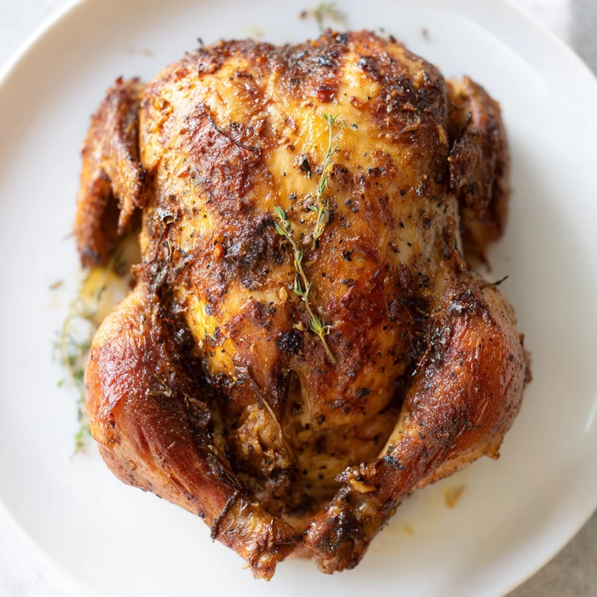 Buttermilk Roasted Chicken with golden, crackling skin and lemon-scented juices