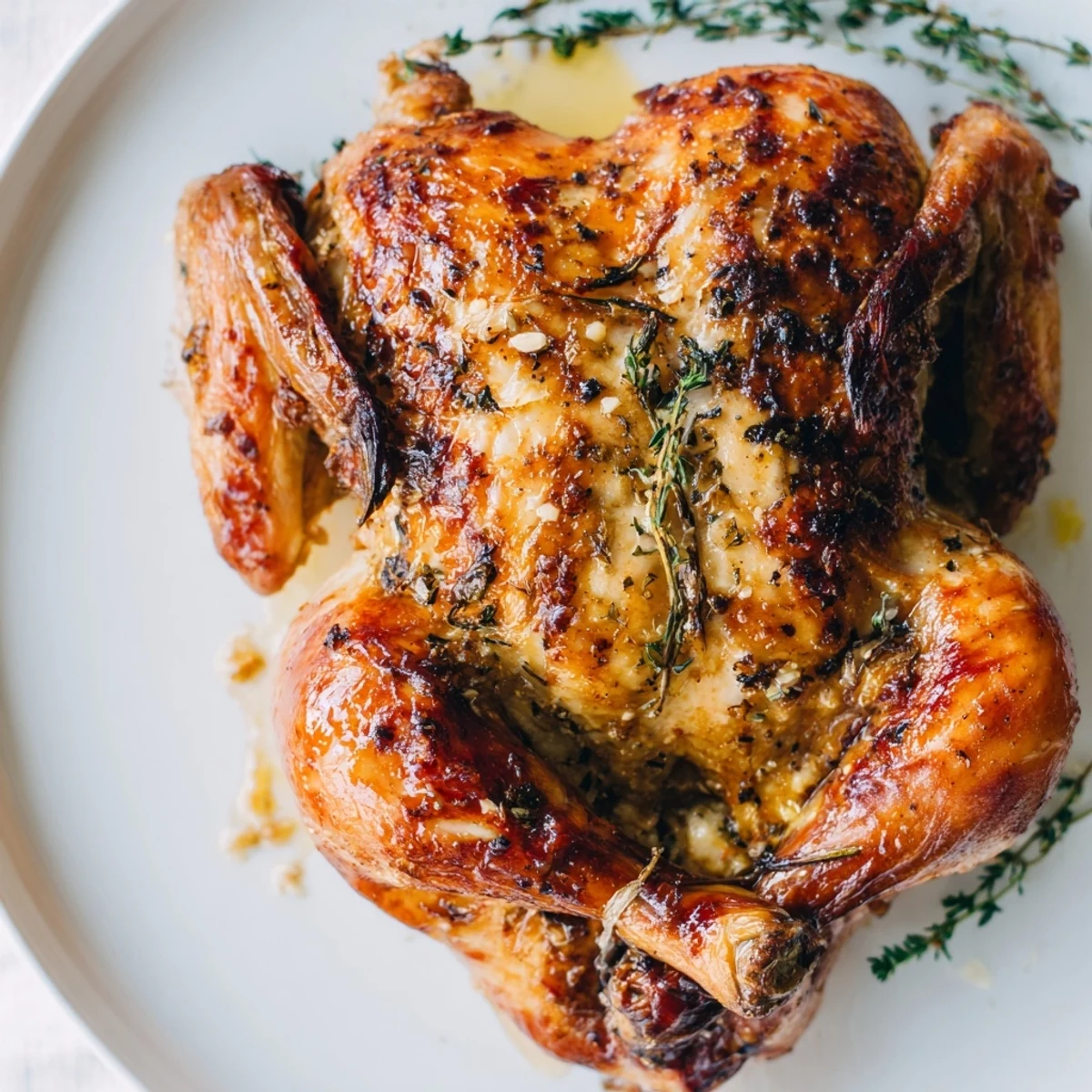 Whole Buttermilk Roasted Chicken resting on rack, skin browned and juicy