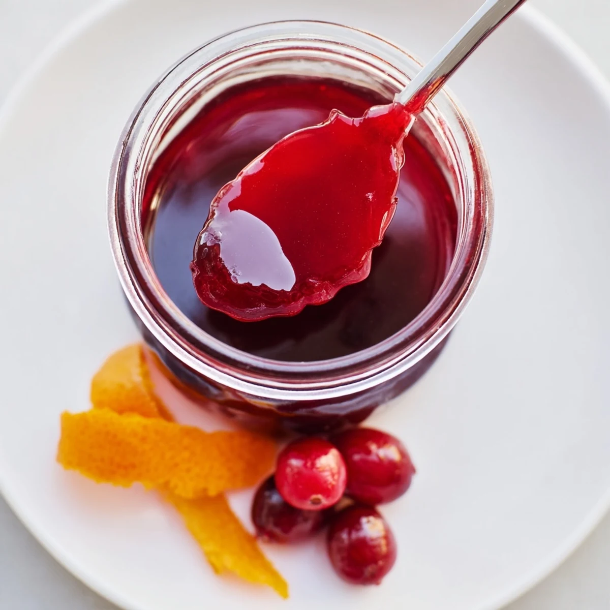 Cranberry Syrup glistening ruby-red, poured over fluffy pancakes and waffles
